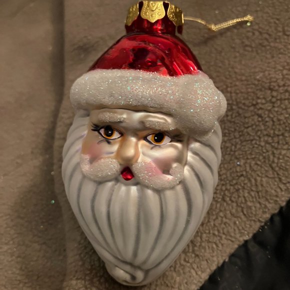 SET OF 4 GLASS CHRISTMAS SANTA CLAUS ORNAMENTS - Picture 5 of 13